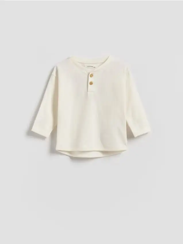 Maglia in cotone a maniche lunghe - panna