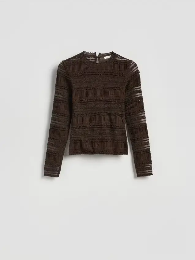 Maglia in pizzo a manica lunga - marrone scuro