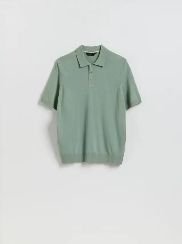 Maglia polo con viscosa - verde pallido