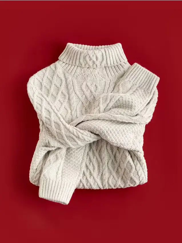 Maglia strutturata a collo alto - grigio chiaro