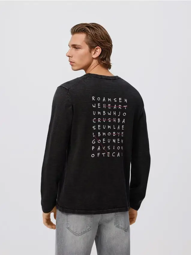 Maglietta a maniche lunghe con ricamo - nero