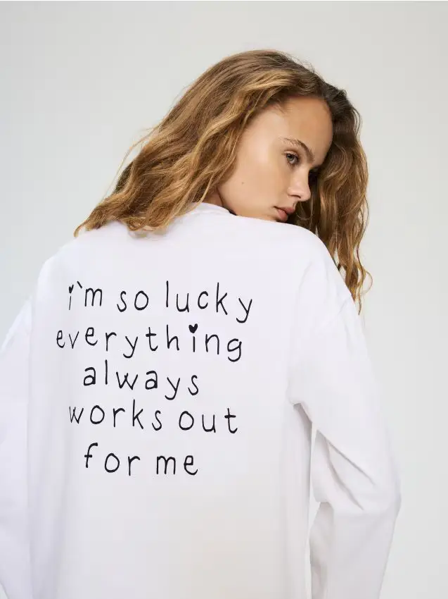 Maglietta a maniche lunghe con stampa - bianco