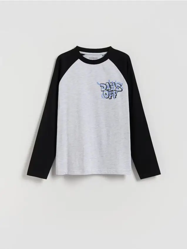 Maglietta a maniche lunghe in cotone con stampa - grigio chiaro