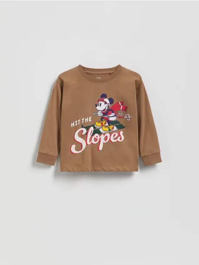 Maglietta a maniche lunghe in cotone Mickey Mouse - caffè