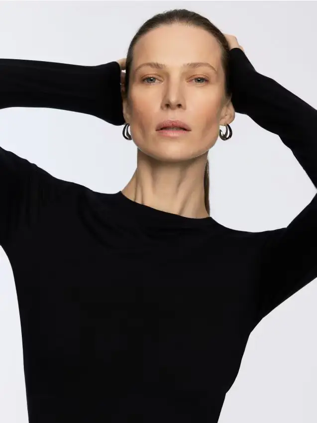 Maglietta a maniche lunghe in fibra di bambù - nero