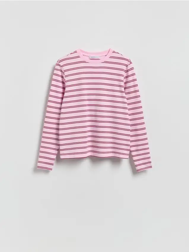 Maglietta a maniche lunghe in misto cotone mercerizzato - rosa pastello
