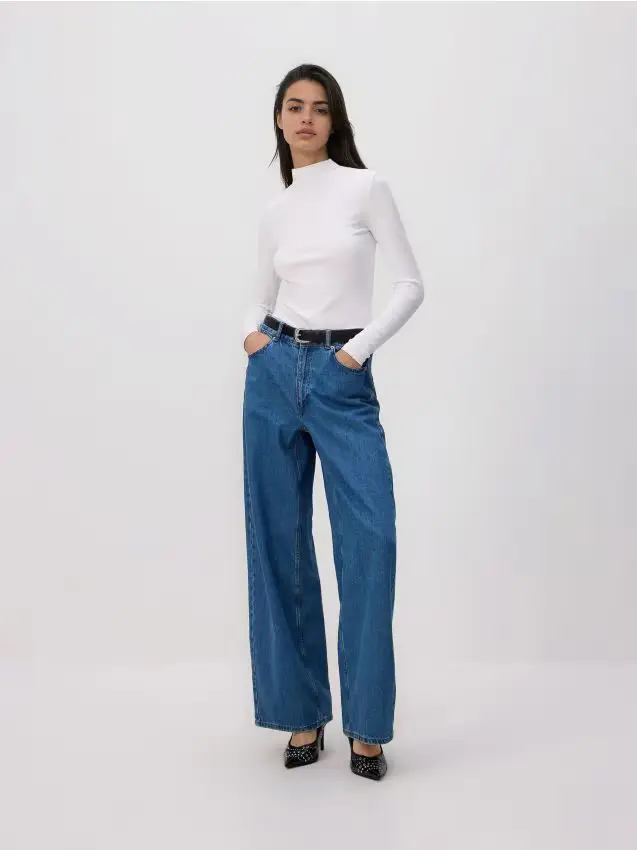 Maglietta a maniche lunghe in misto modal - bianco