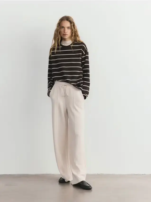 Maglietta a maniche lunghe in misto modal - multicolore