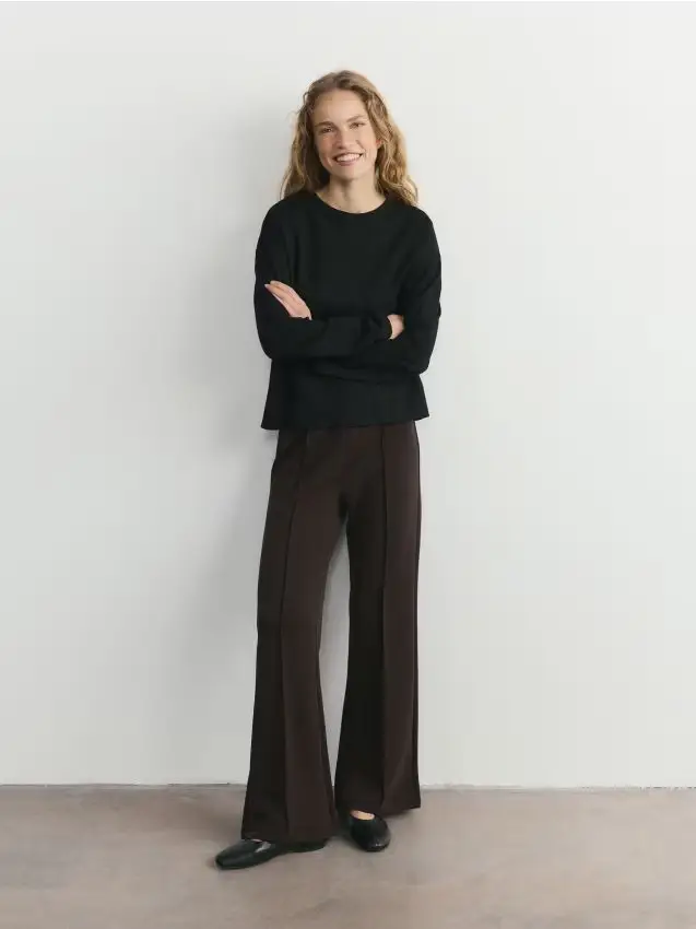 Maglietta a maniche lunghe in misto modal - nero