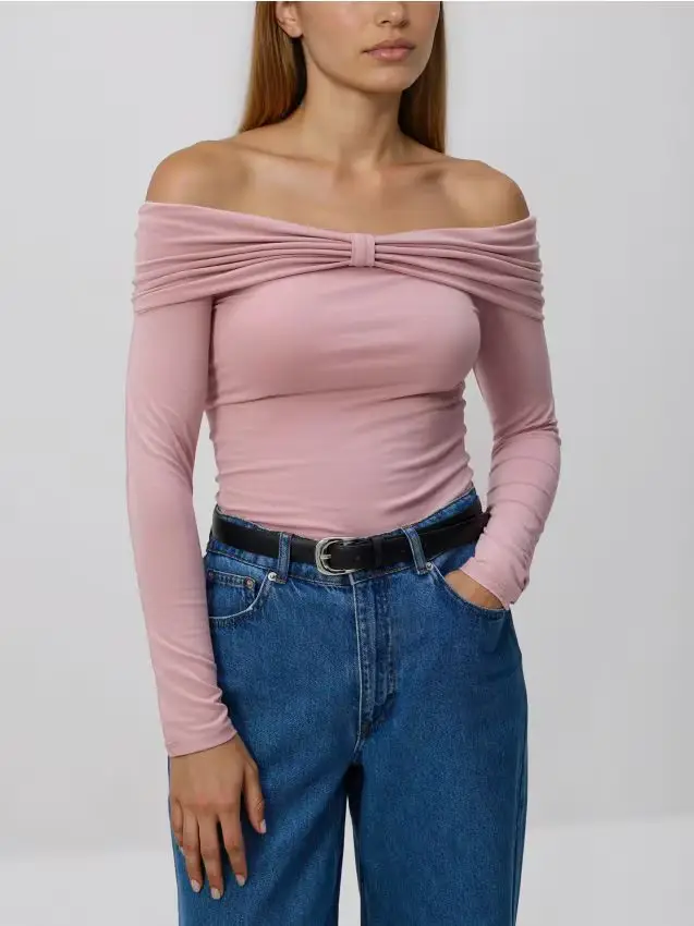 Maglietta a maniche lunghe in misto modal - rosa pastello