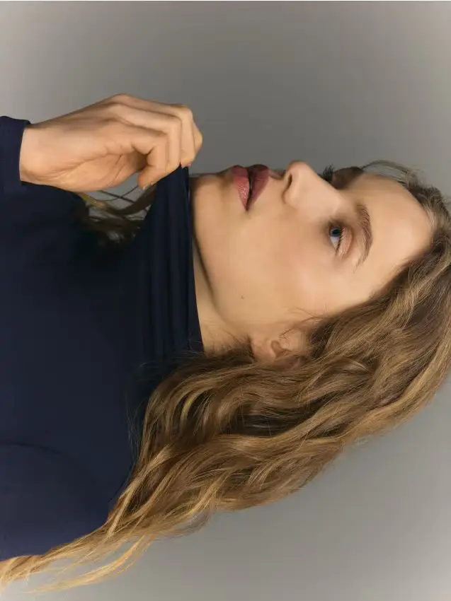 Maglietta a maniche lunghe in misto viscosa - blu scuro