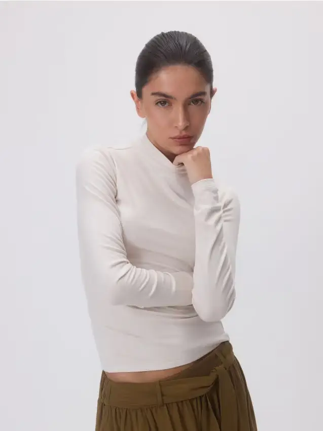 Maglietta a maniche lunghe in misto viscosa - nude