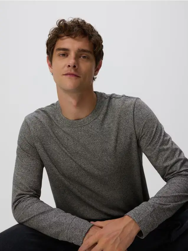 Maglietta a maniche lunghe regular fit - beige