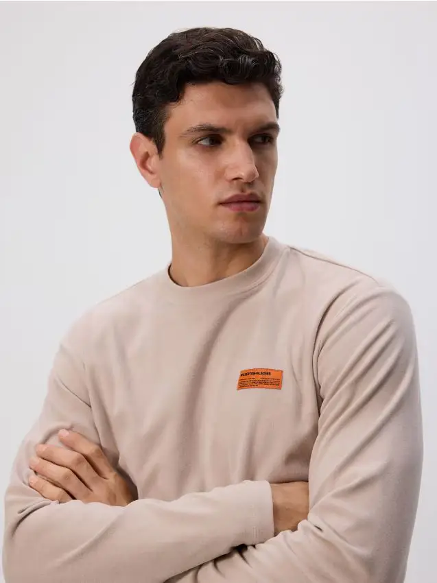 Maglietta a maniche lunghe regular fit - beige