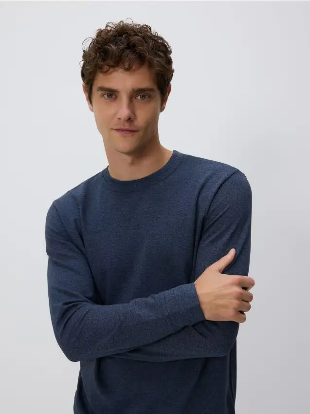 Maglietta a maniche lunghe regular fit - blu scuro