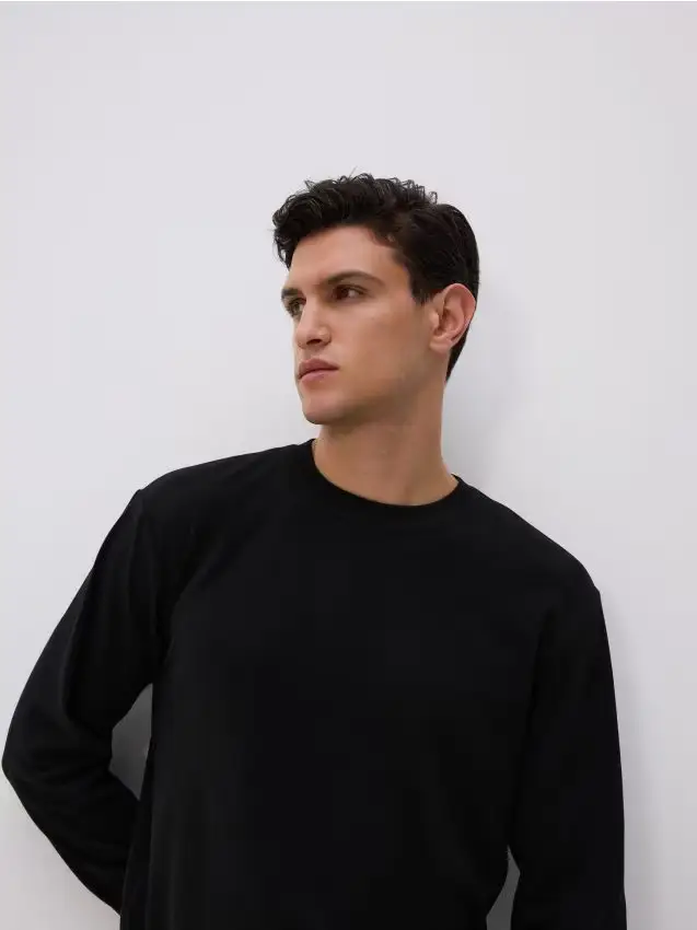 Maglietta a maniche lunghe regular fit - nero