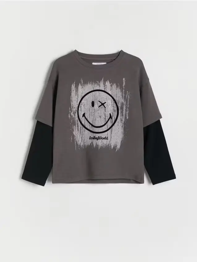 Maglietta a maniche lunghe SmileyWorld® - grigio scuro