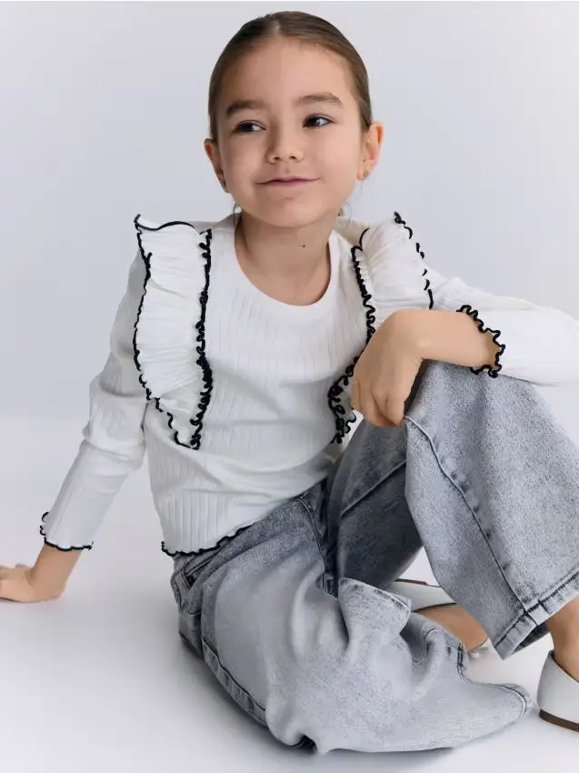 Maglietta con volant - panna