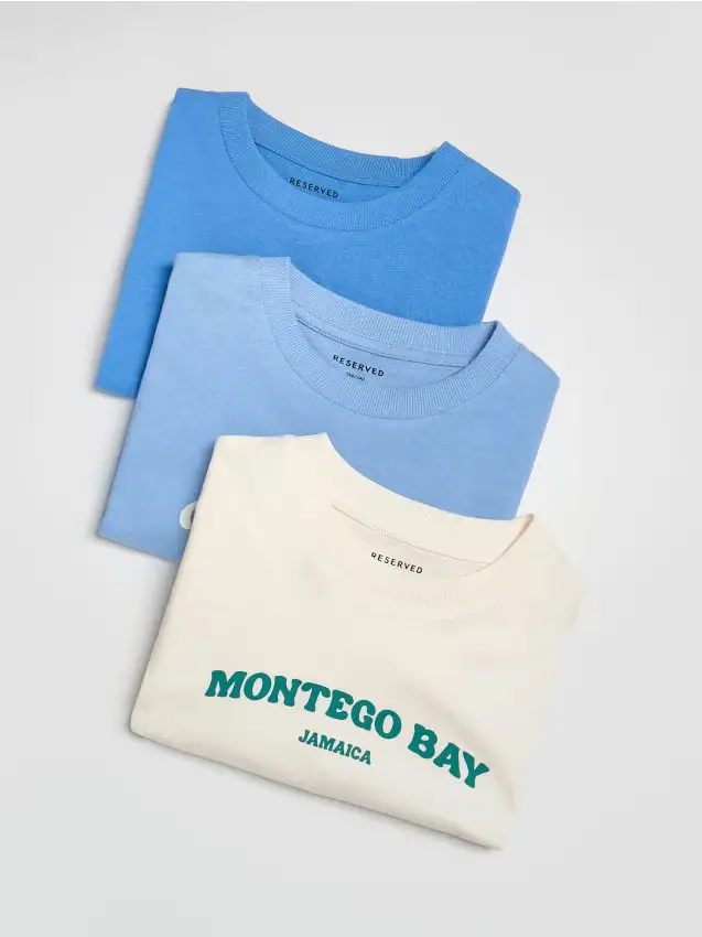 Maglietta in cotone 3 pack - azzurro