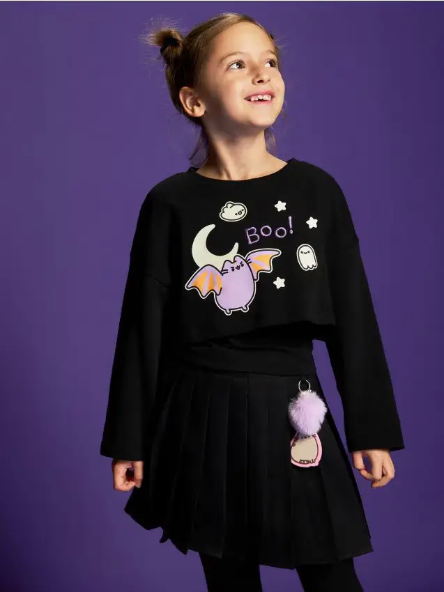 Maglietta Pusheen a due strati - nero