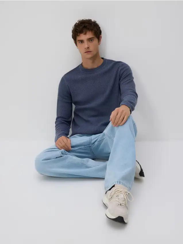 Maglioncino in cotone strutturato - blu