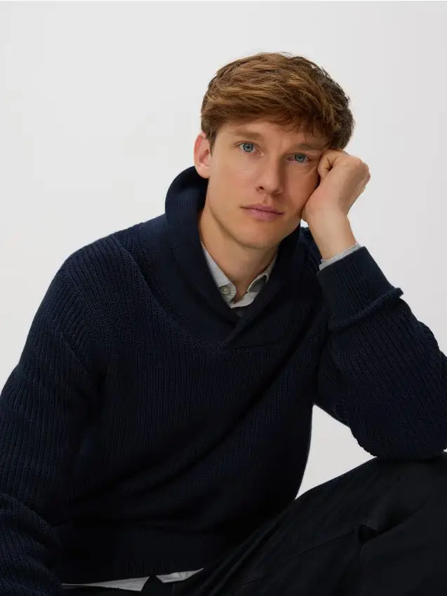 Maglioncino in cotone strutturato - blu scuro