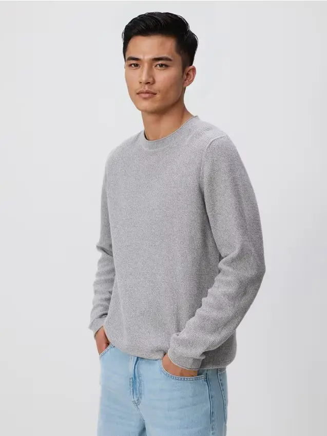 Maglioncino in cotone strutturato - grigio medio