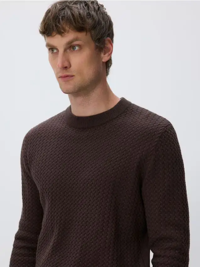 Maglioncino in cotone strutturato - marrone scuro