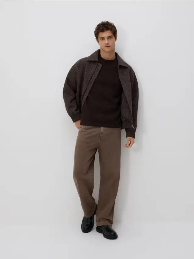 Maglioncino in cotone strutturato - marrone scuro