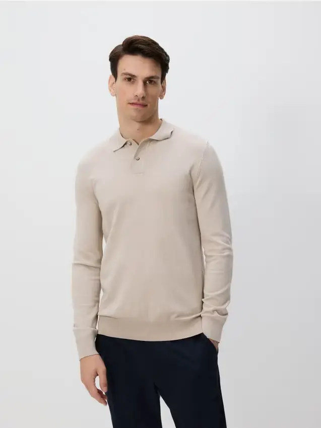 Maglioncino polo in viscosa - beige