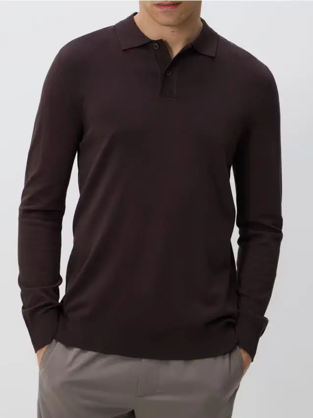 Maglioncino polo in viscosa - marrone scuro