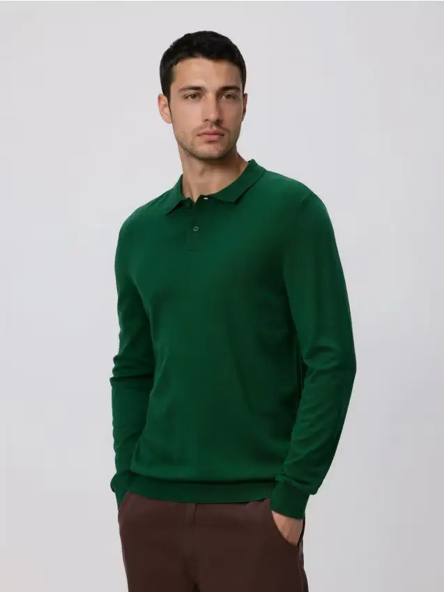 Maglioncino polo in viscosa - verde