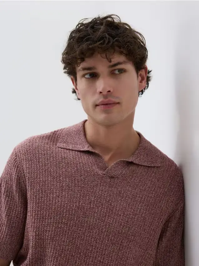 Maglioncino polo strutturato - rosso