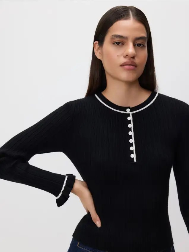 Maglione a costine - nero