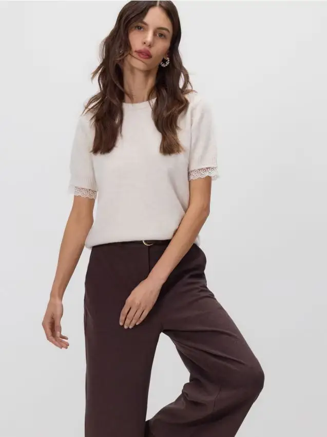 Maglione a maniche corte - beige