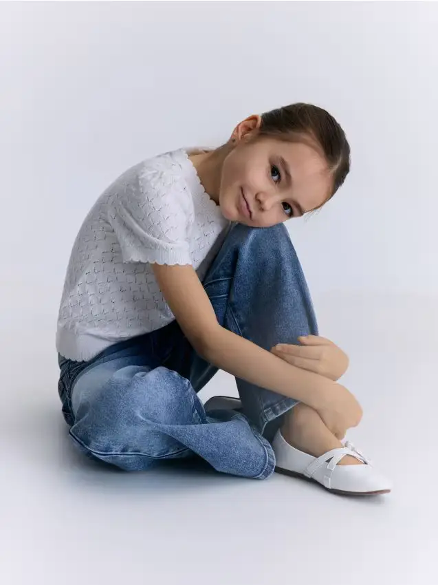 Maglione a maniche corte - panna