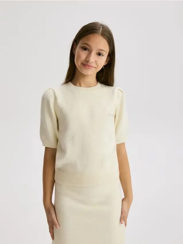 Maglione a maniche corte - panna