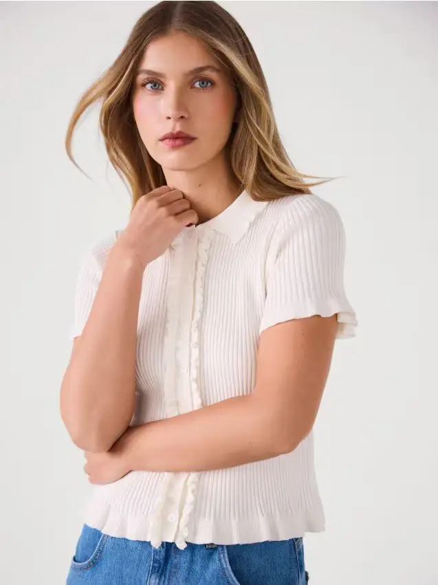 Maglione a maniche corte - panna