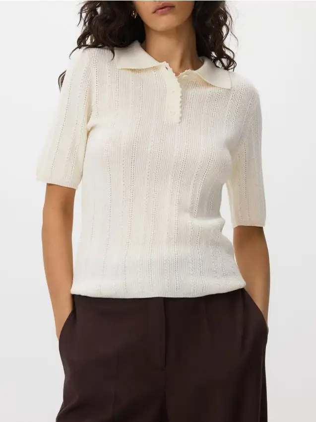 Maglione a polo in misto lana - nude