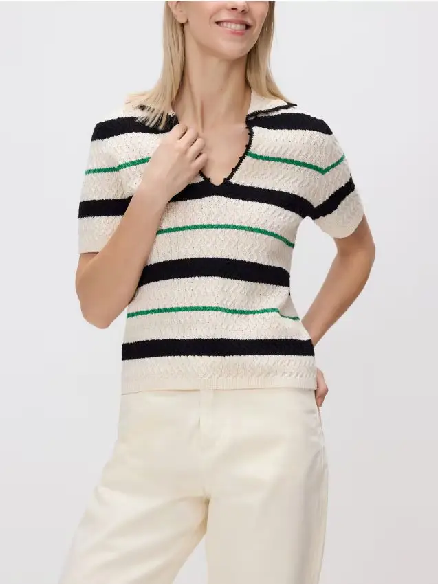 Maglione a polo - multicolore