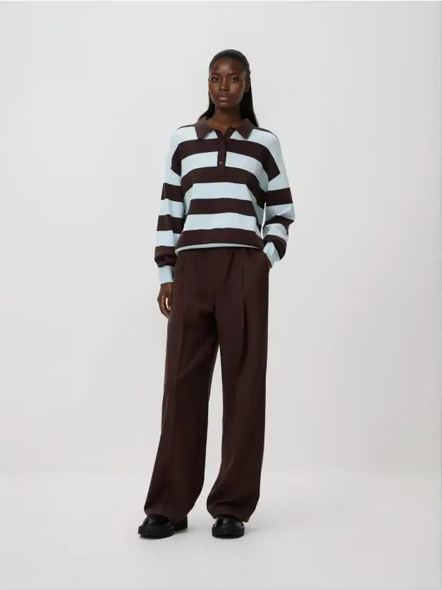 Maglione a righe - blu pallido