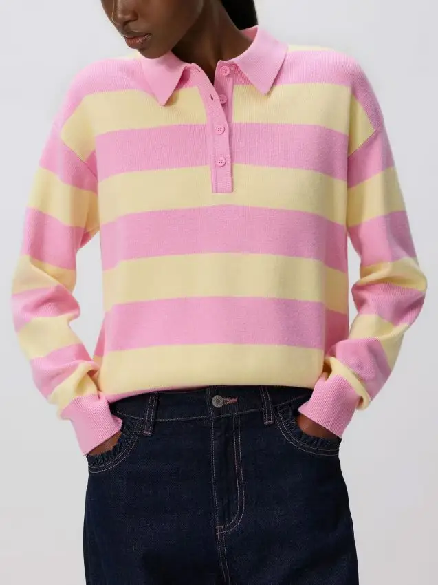 Maglione a righe - giallo chiaro