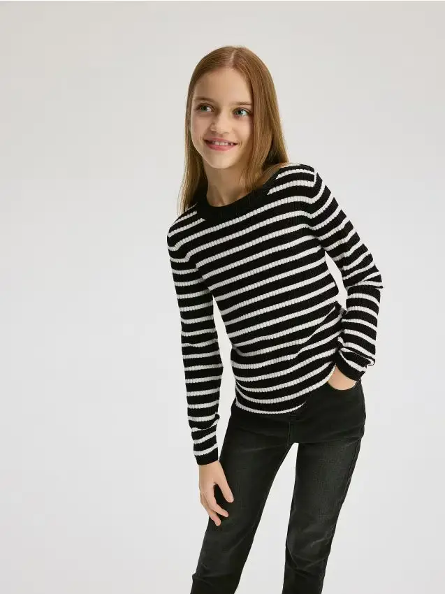 Maglione a righe - nero