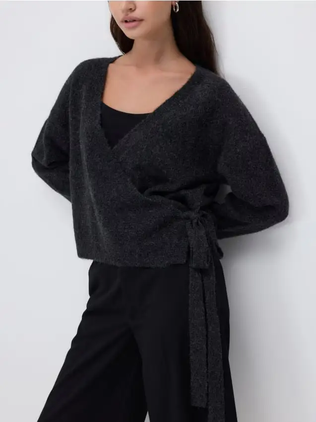 Maglione con allacciatura - grigio scuro