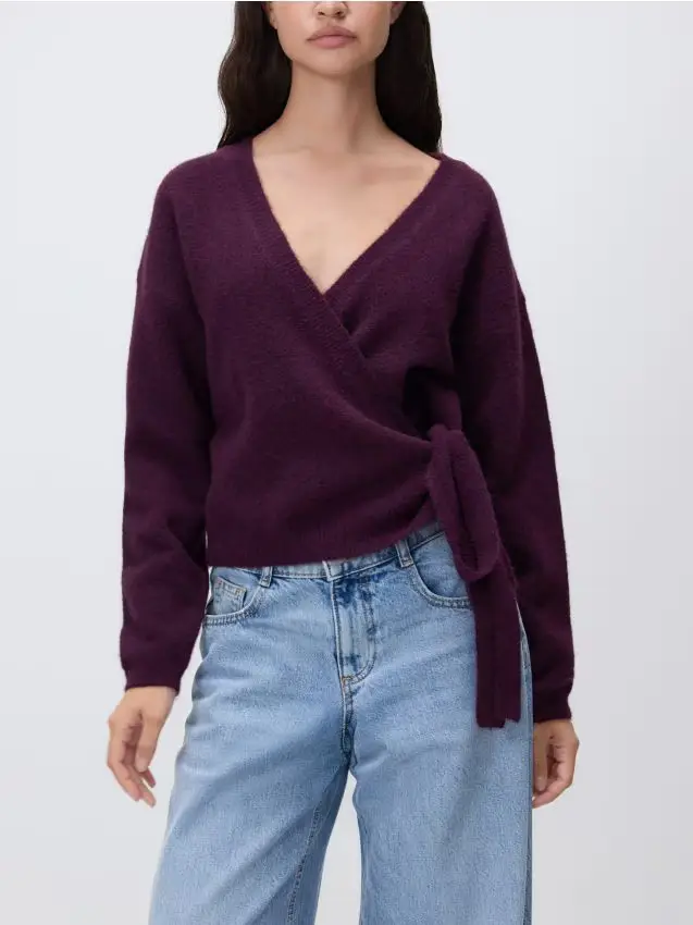 Maglione con allacciatura - viola scuro