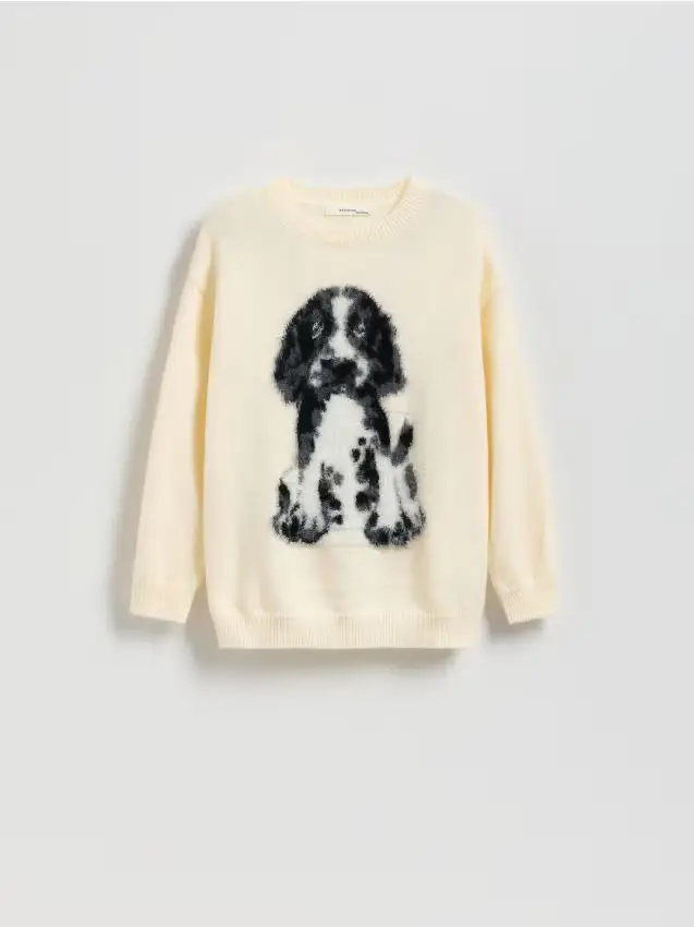 Maglione con applicazione - panna