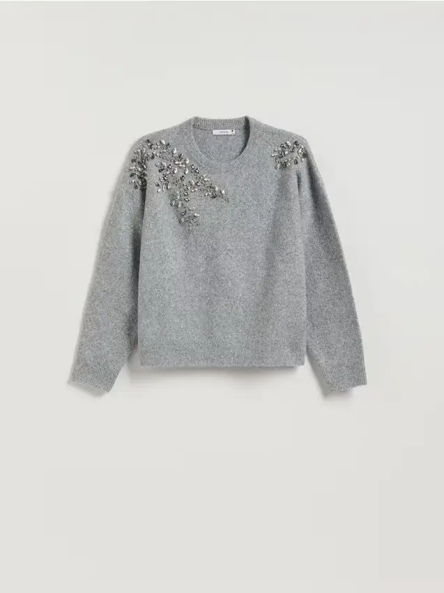 Maglione con applicazioni decorative - grigio chiaro