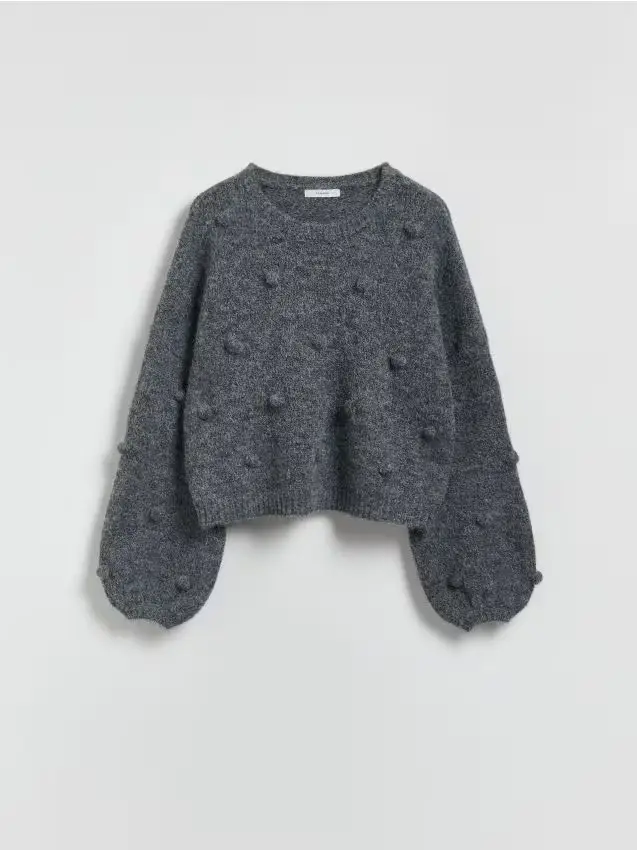 Maglione con applicazioni decorative - grigio medio