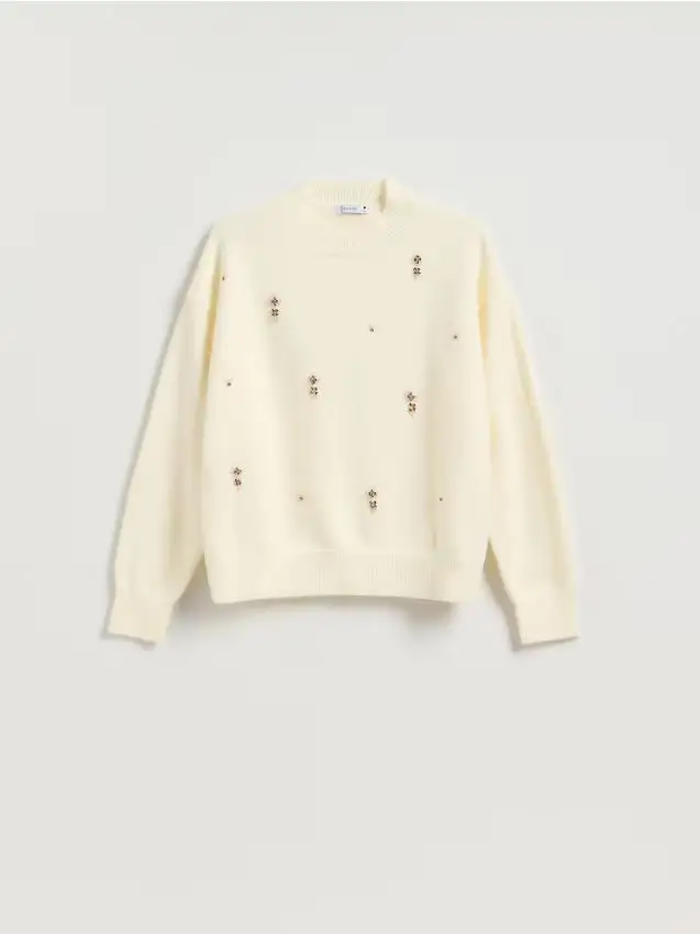 Maglione con applicazioni decorative - nude