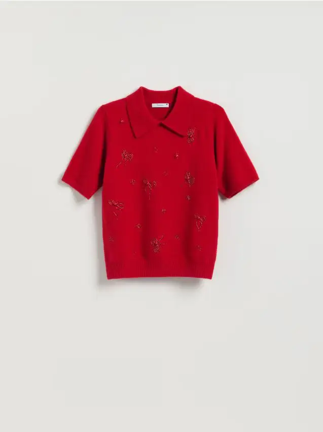 Maglione con applicazioni - rosso